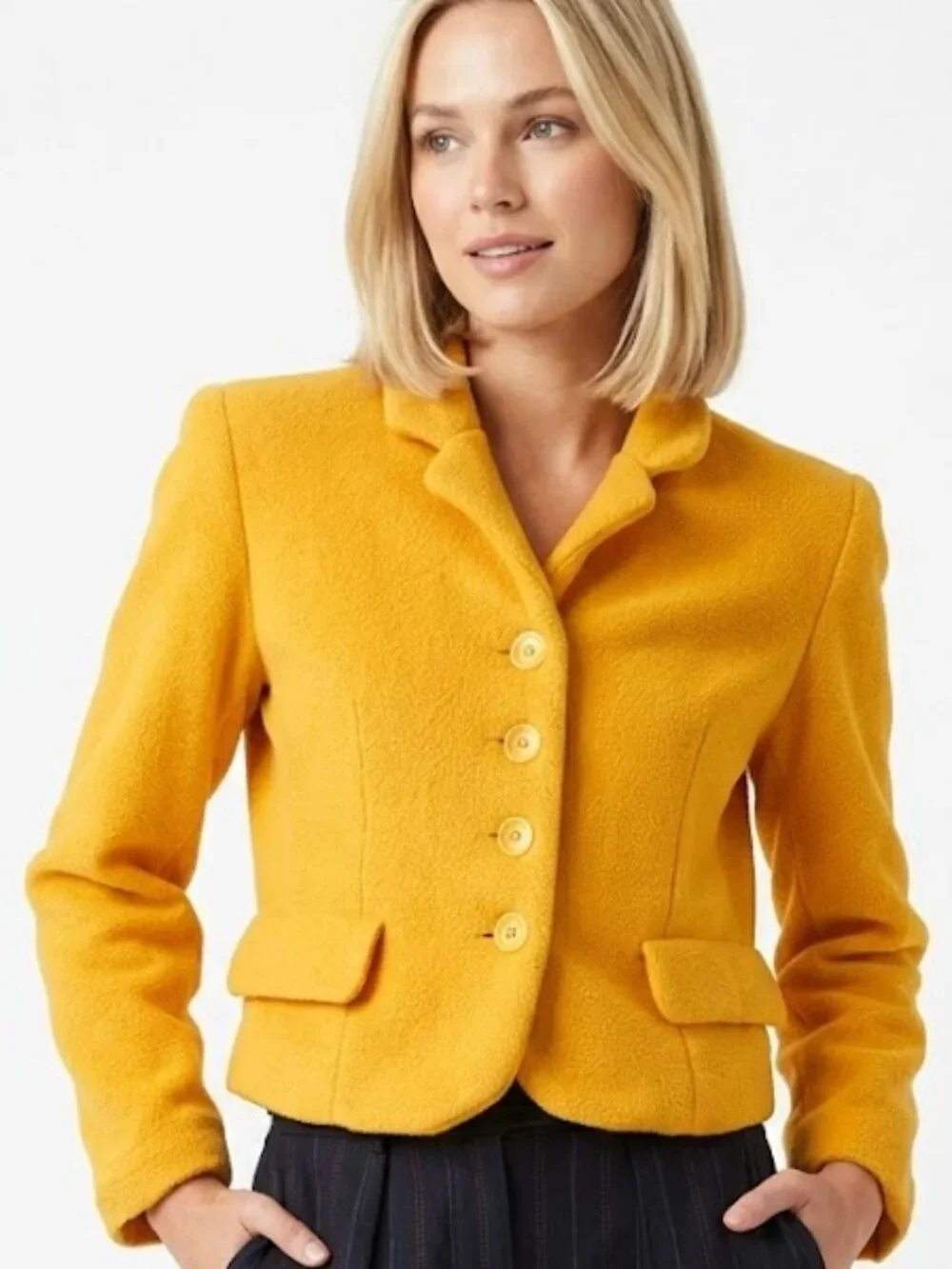 Express + Compagnie Internationale Fleece Cropped Blazer Marigold